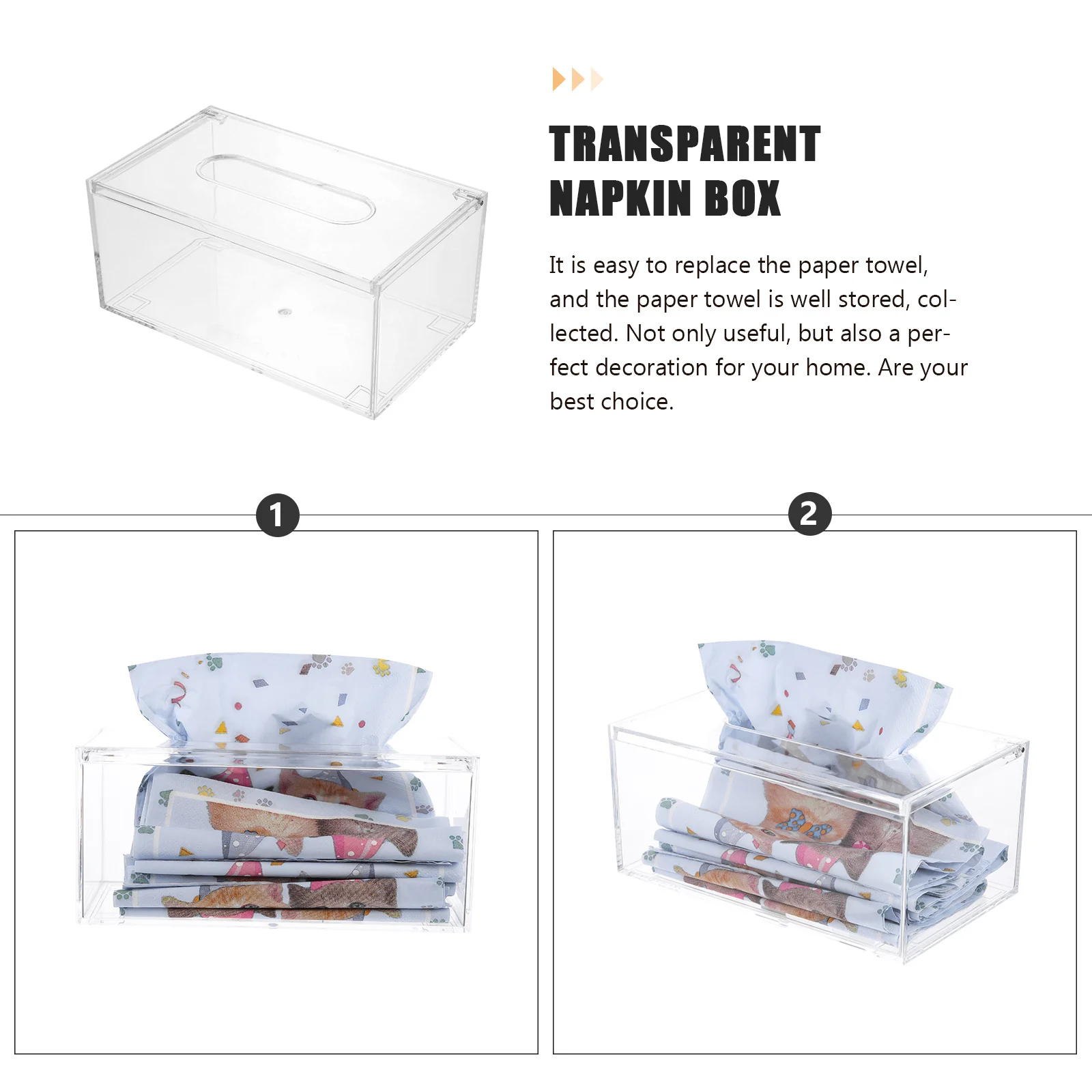 

Flip-Style Tissue Box Holder Acrylic Transparent Napkin Case For Home Car Use Simple Organizer Decor Storage Container