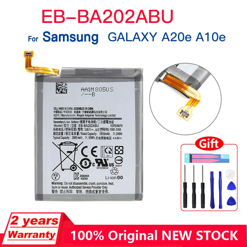 

Genuine New EB-BA202ABU Battery For Samsung Galaxy 2019 A20e A20E A20 A202F SM-A202F/DS,SM-A202,SM-A202J,SM-A102 Batteria+Tools