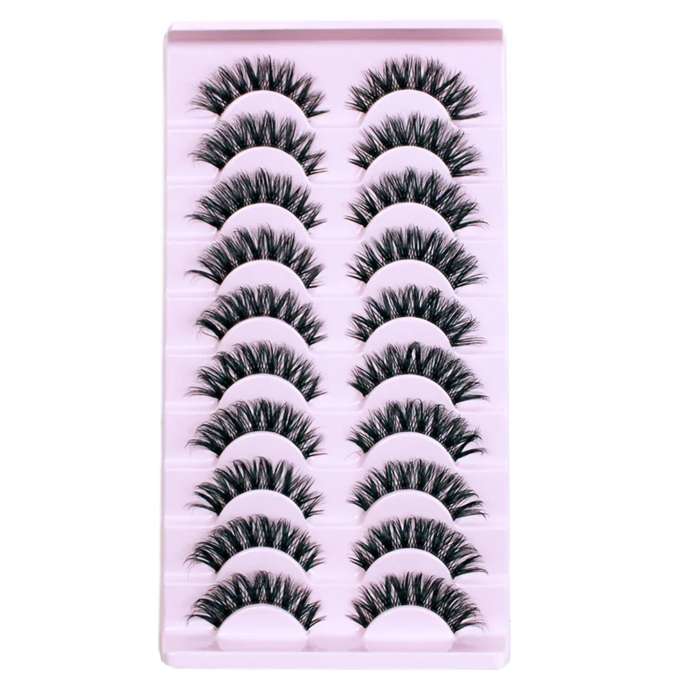 10 Paar 3d Nerts Wimpers Natuurlijke Valse Wimpers Pluizige Zachte Piekerige Volume Dramatische Lange Kruis Wimper Extensie Make-Up