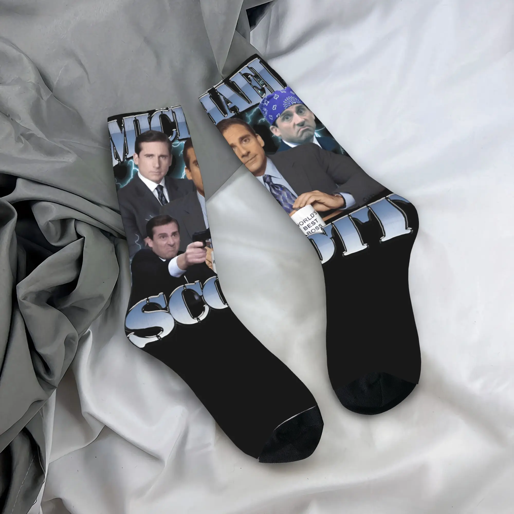 Michael S-Scotts The Offices Socks  Vintage Stockings Men's Quality Climbing Socks Winter Graphic Anti Skid Socks