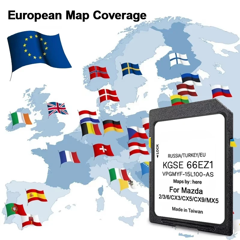 Karta nawigacyjna do Mazdy 2/3/6/CX3/CX5/CX9/MX5, aktualizacja map Europy UK, nowa karta nawigacyjna 2024, karta SD do nawigacji samochodowej GPS, 16GB KGSE66EZ1 — zdjęcie produktu 2