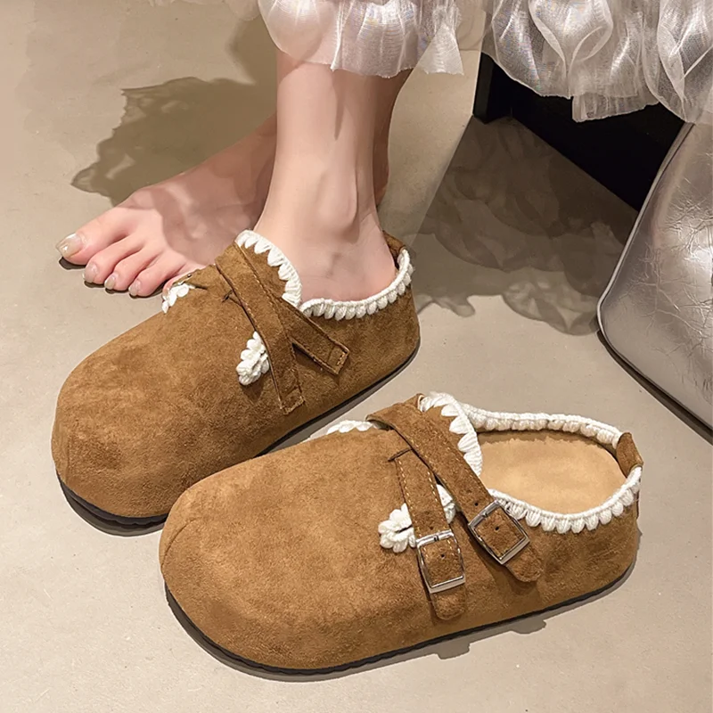 

Flats Platform Mules Shoes Women's Casual Slippers Slingback Sandals 2025 Autumn Dress Flip Flops New Fashion Brand Woman Shoes