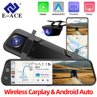 E-ACE 4K Mirror Dashcam Car Rearview Mirror Black Box Support Carplay/Android Auto/WIFI/GPS Map Navigation Night Vision Car Dvr