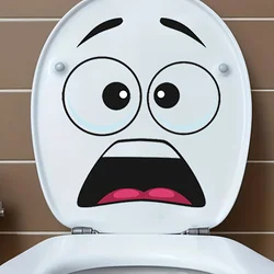 1pc Creative 3D Surprised Face Toilet Stickers Bathroom Waterproof Toilet Cover Lid Vinyl Decals Durable Restroom Decoration