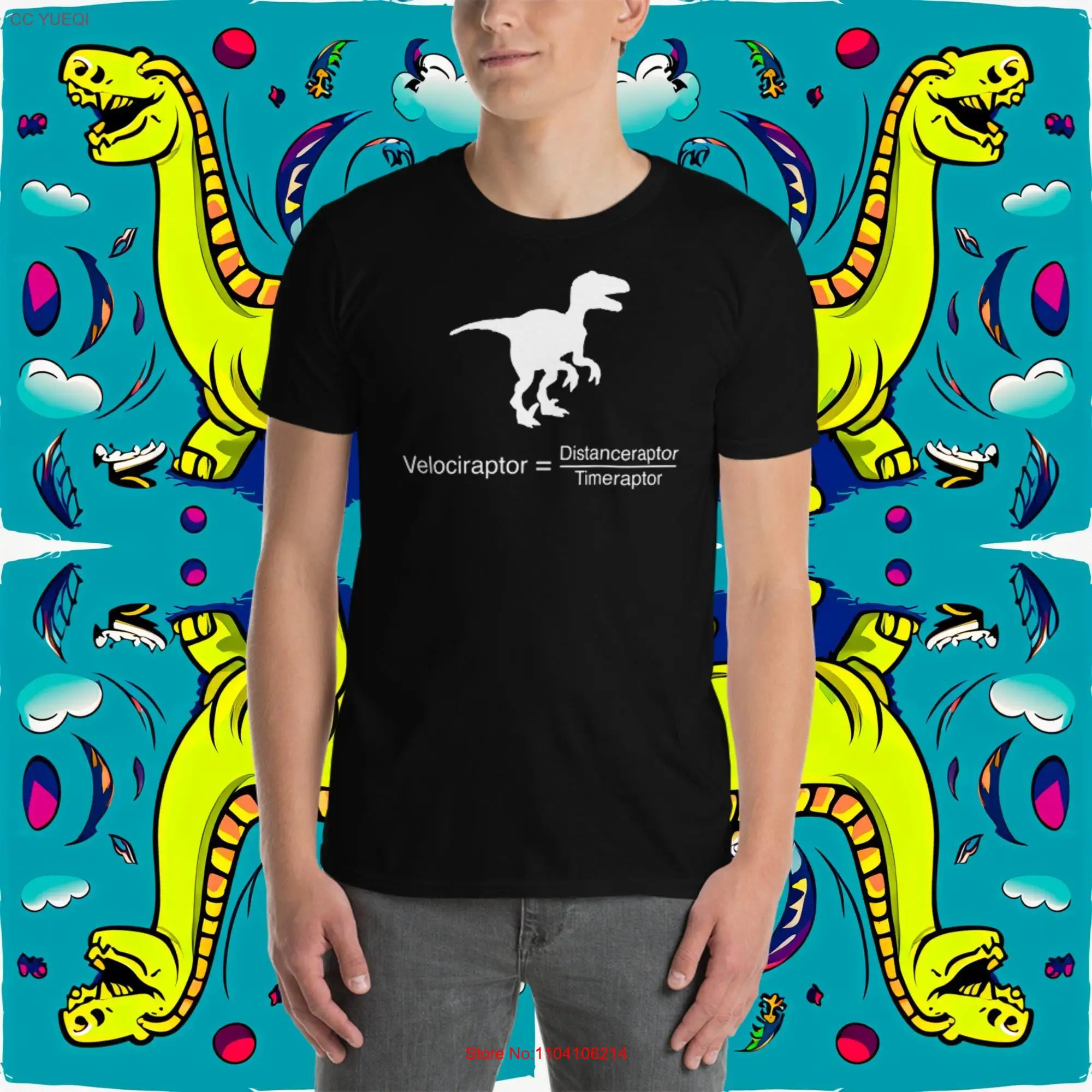 Funny dinosaur physics equation Science Geek T shirt long or short sleeves