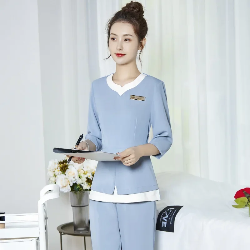 Cosmetologist work clothes women's high-end health dental beauty uniform set nurse clothes women's nursing clothes summer