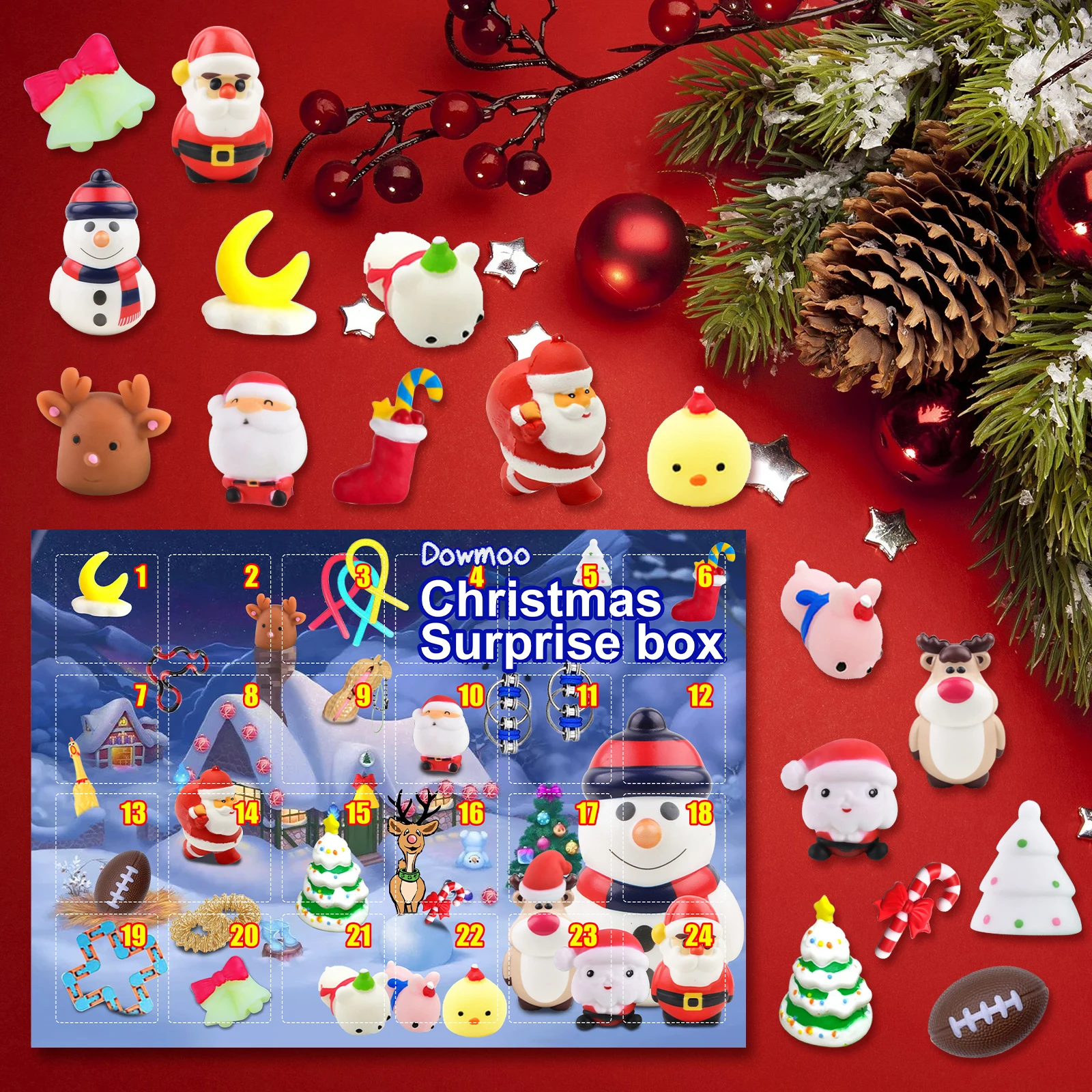 

24pcs Countdown Calendar Christmas Advent Natural Crystals Stone Digging Theme Holiday Party Favors for Girls Boys Kids
