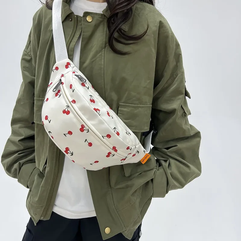 

Waist Bag Women Men Canvas Fanny Pack Strawberries Pocket Fashion Chest Handbag Sports Travel Purse Plaid Waist Pack Belly Bags