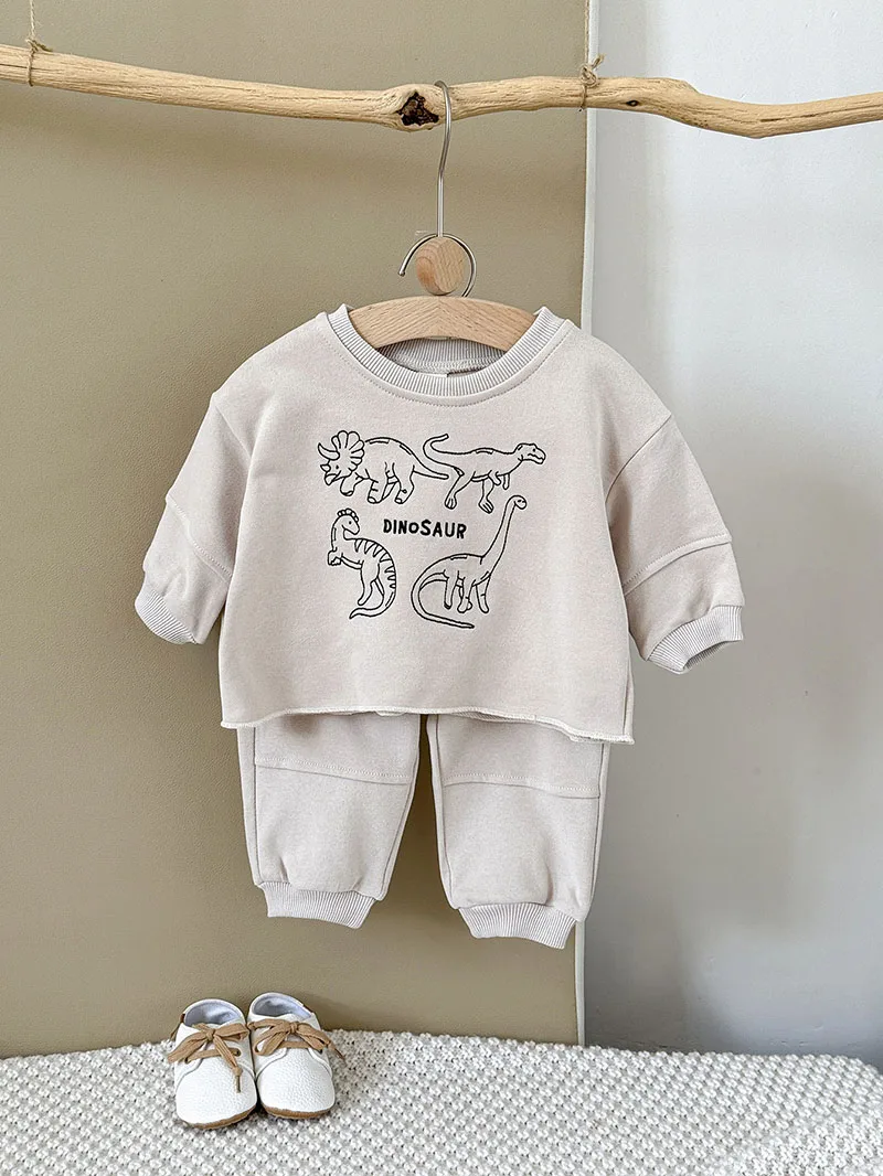 

LILIGIRL New Autumn Baby Clothes Set Cartoon Dinosaur Toddler Girls Hoodie +Pants Cute Loose Korean Version Infant Outfit 1-18M