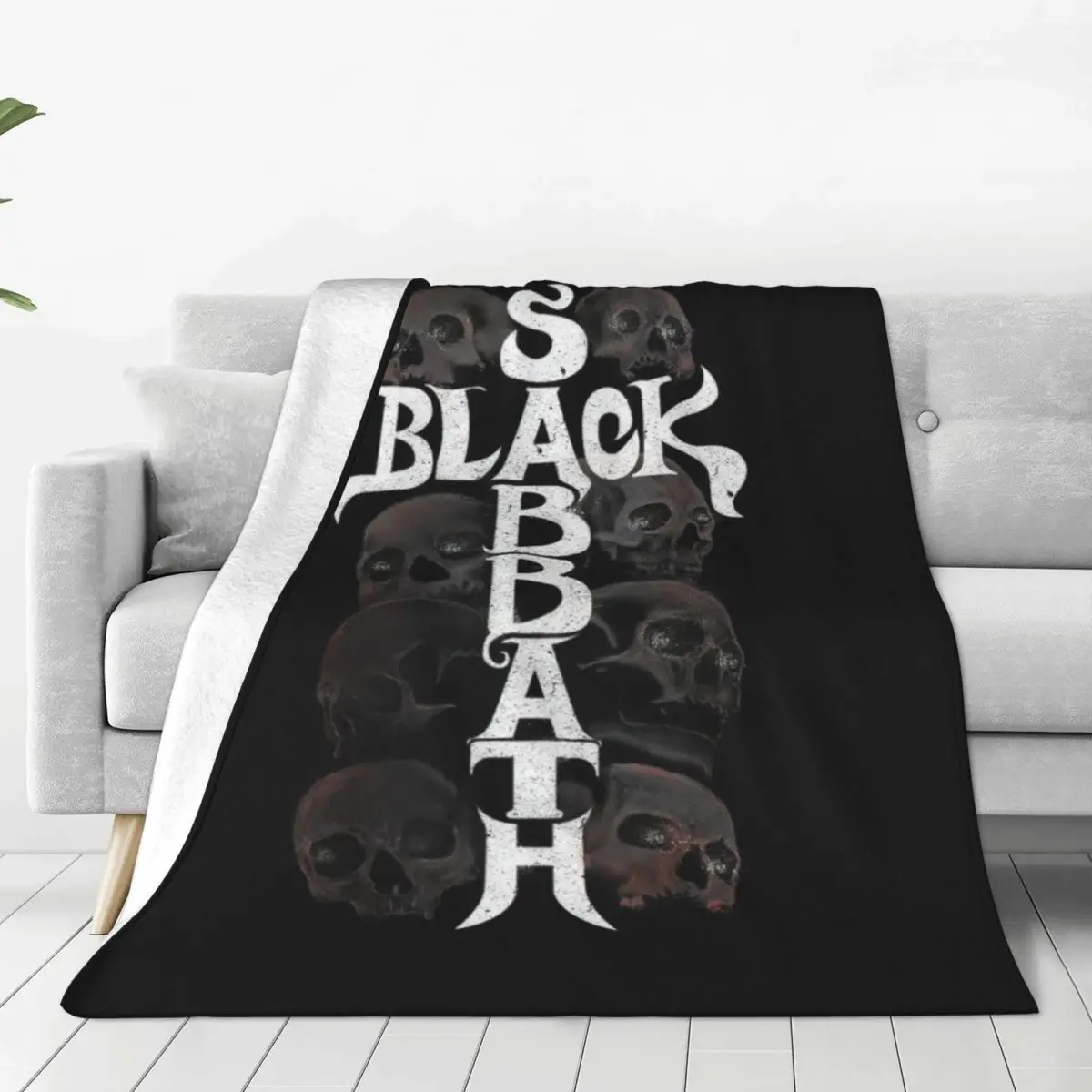 Black Sabbathe Skull Blankets Rock Black Flannel Throw Blankets Summer Air Conditioning Decoration Lightweight Bedsprea