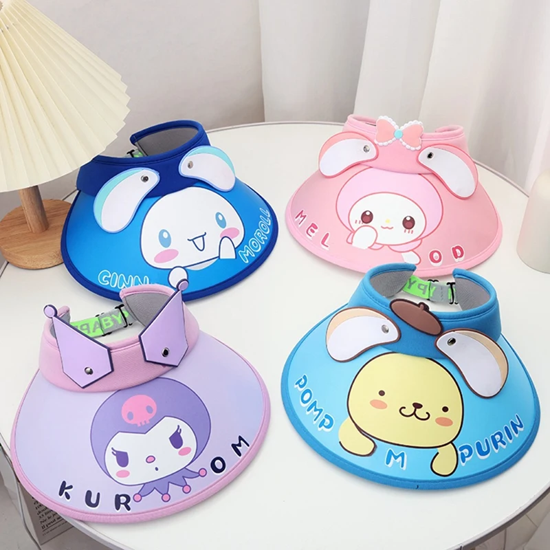 

1Pc Cute Sanrio Summer Outdoor Children Sunscreen Visor Empty Top Hat Cartoon Beach Sunhats Kids Hats For Boy Girl