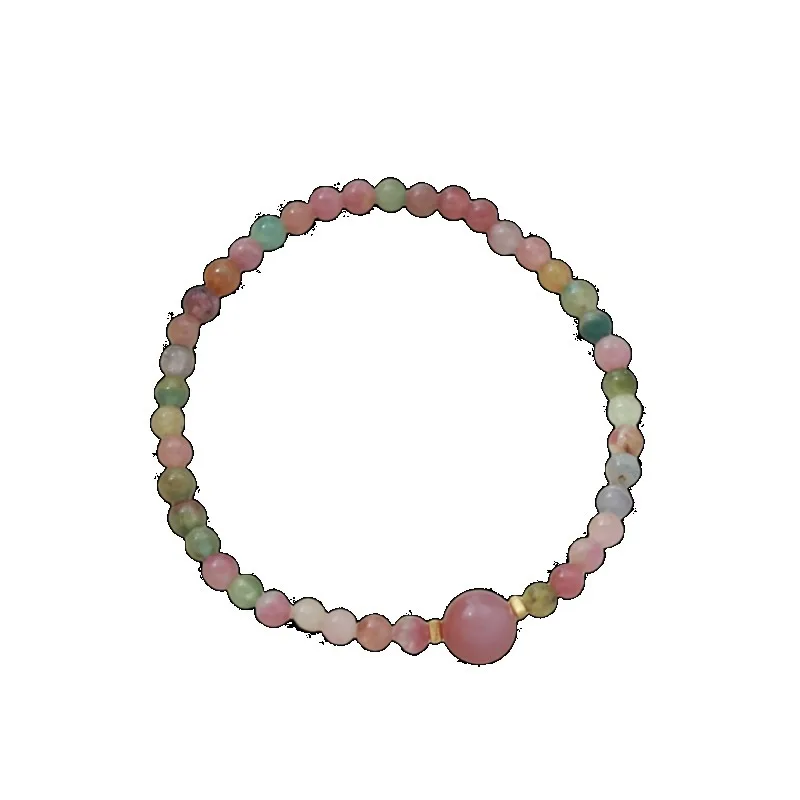 

[Tourmaline Bracelet] 925 Silver Handmade Tourmaline Beaded Bracelet Color Spring and Summer Healing Department Niche