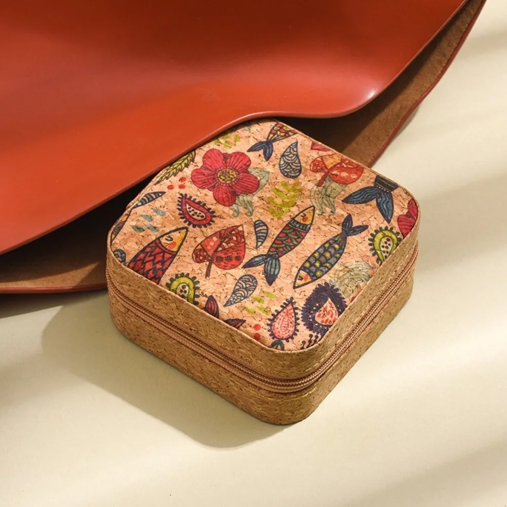 Advanced Travel Jewelry Box Portable Compact Portable Necklaces Storage Box Printed Multi-Layer Retro Rings Case Daily Use