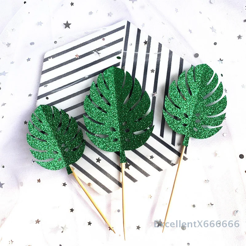 

3pcs/Set Turtle Back Leaf Cake Plugin Birthday Party Dessert Pastry Wedding Decoration Accessories