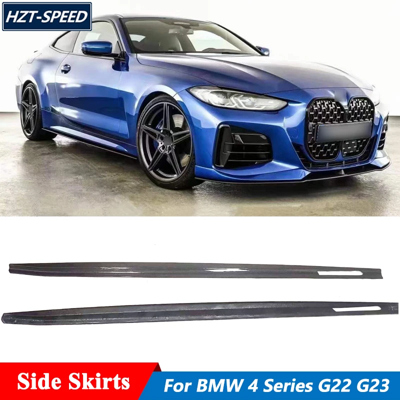 A Style Carbon Fiber Material Side Skirts Lip Extensions For BMW 4 Series G22 G23 Car Tuning 2020 Up