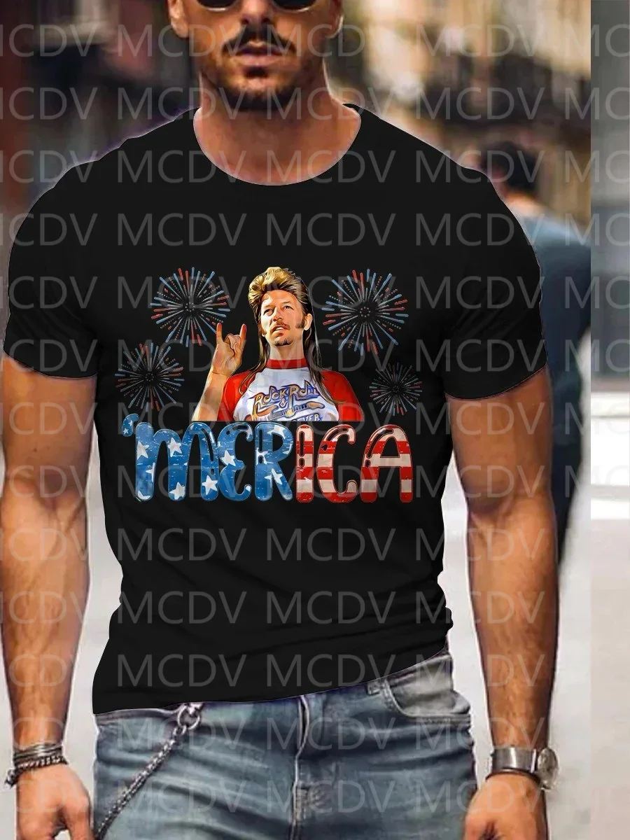 เสื้อยืดพิมพ์ลาย LGBT3D Joe Dirt merica Four of july ลำลองสีสันสดใสเสื้อยืดพิมพ์ลาย