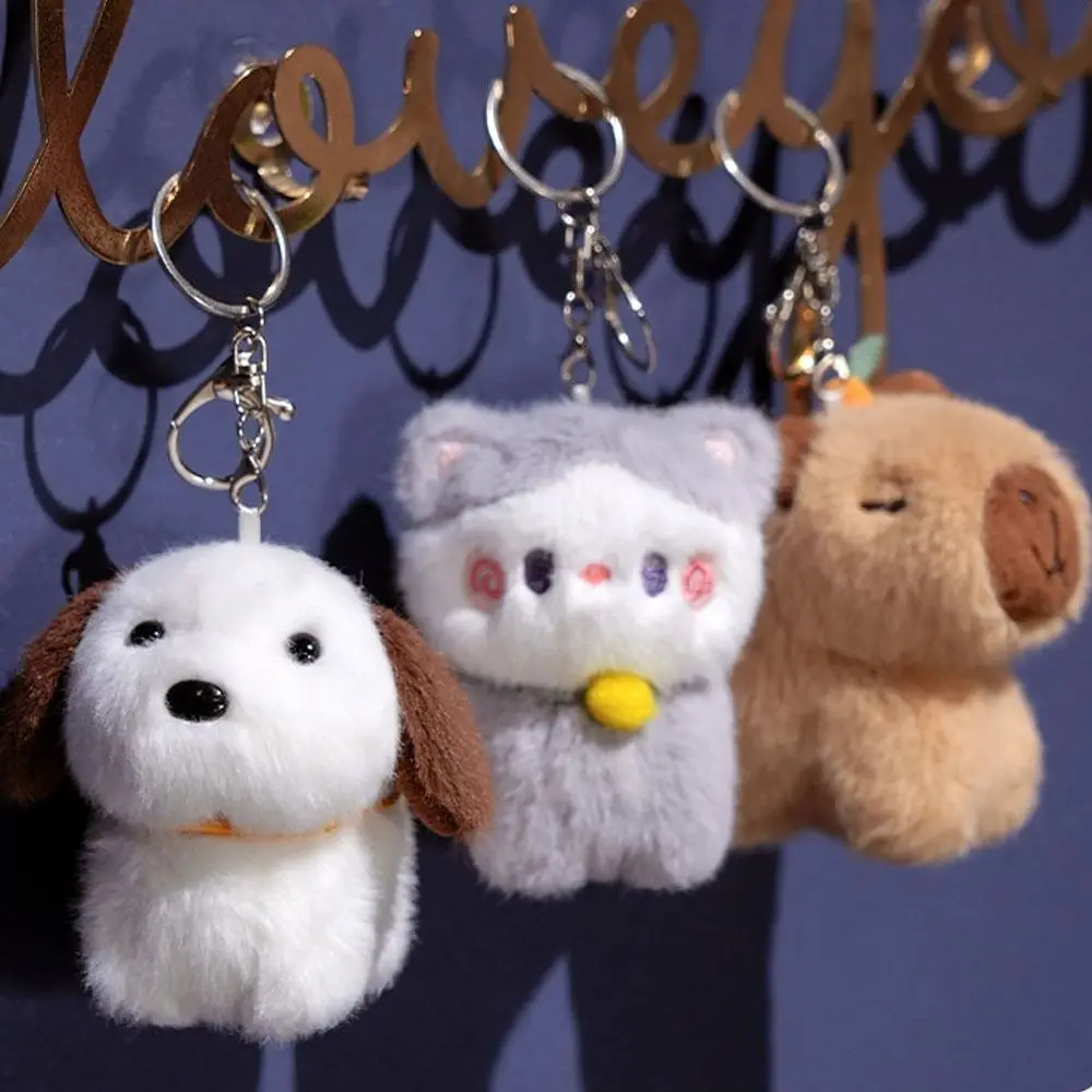 Dog/Cat/Capybara Doll Plush Capybara Keyring Cartoon Ornament Gift Plush Pendant Exquisite Bag Hangings Stuffed Animals Keyring