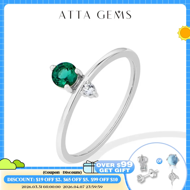 

ATTAGEMS Fashion Trend Lab Zambian Emerald Engagement Ring For Women S925 Sterling Silver Zircon Rings Anniversary Jewelry Gifts