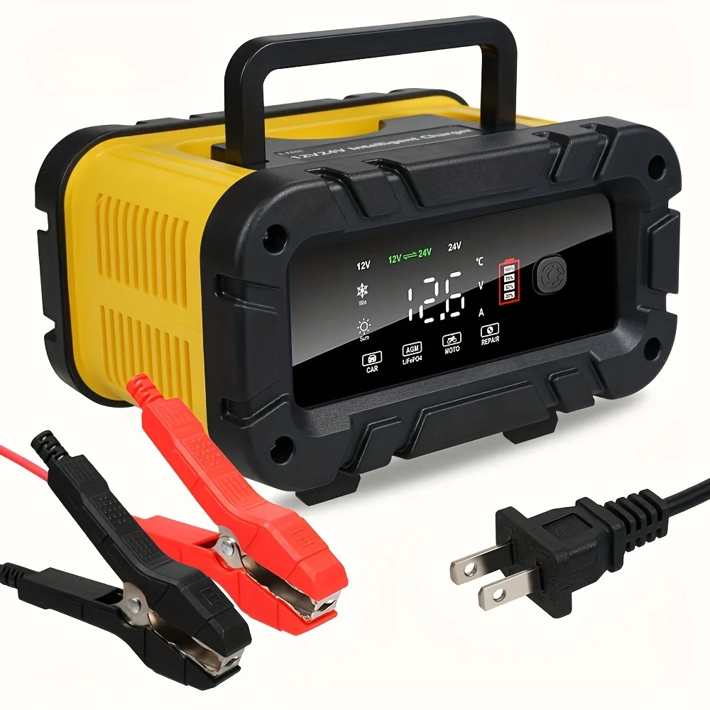 

10/20-Amp Car Battery Charger,12V 24V Fully Automatic Battery Maintainer,Trickle Charger for AGM, STD, Gel, Lifepo4,Lead Acid