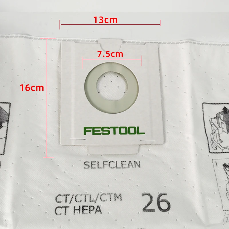 Original German FESTOOL Dry Ground Vacuum Cleaner Dust Bucket CT 26/36 Cloth Bag Disposable Filter   Vacuum Cleaner Accessories