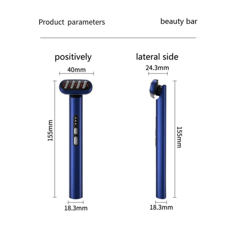 5 In 1 bacchetta facciale dispositivo microcorrente Anti-età rosso blu LED terapia massaggiatore viso ringiovanimento strumento di terapia del calore