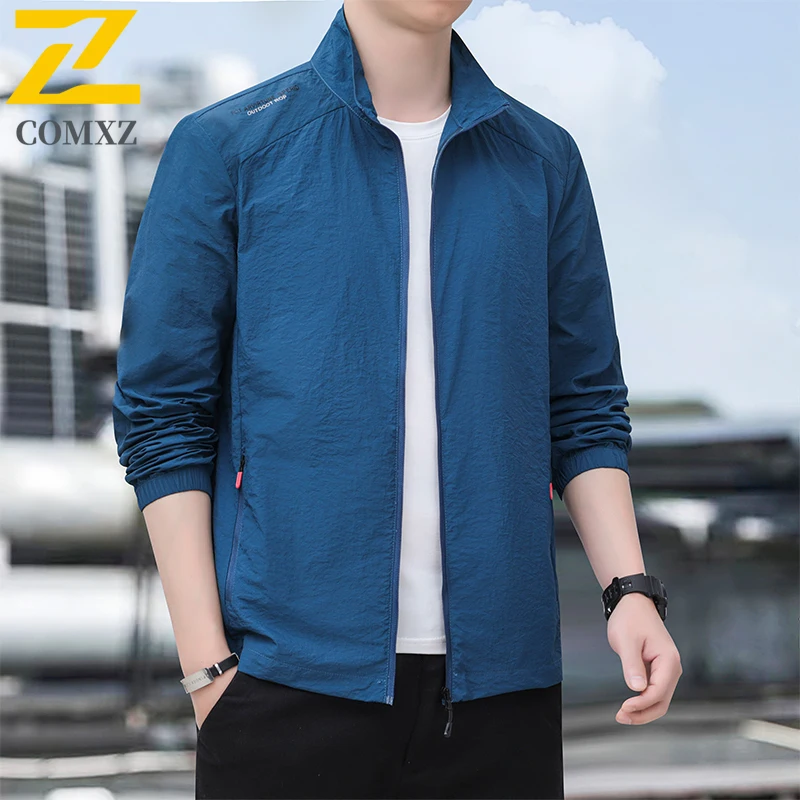 سترة حماية من الأشعة فوق البنفسجية بياقة واقفة للرجال بعامل حماية من الأشعة فوق البنفسجية 50+ معطف جلد فضفاض مناسب للتبريد على الجليد مع جفاف سريع للرياضات الخارجية والارتداء اليومي #6