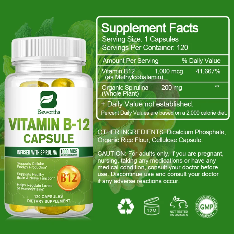 BW Vitamin B-12 Supports Energy Metabolism Supports a Healthy Nervous System Maximum Strength Daily B12 Supplement Health Care