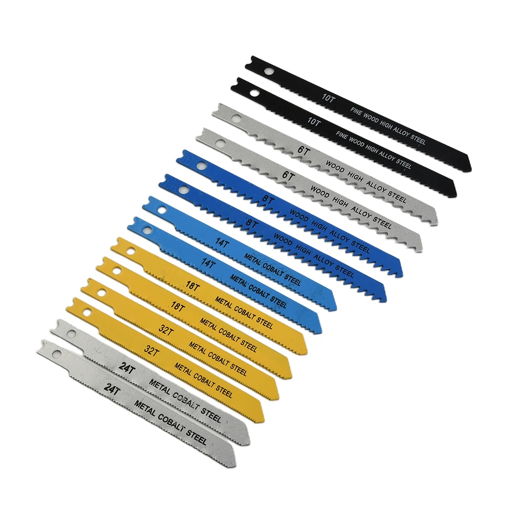 

14Pcs Jigsaw Blades Sets Assorted U Fitting Metals Plastic Wood For Black Decker Jigsaw Blades Wood Woodworking Tools Cutting
