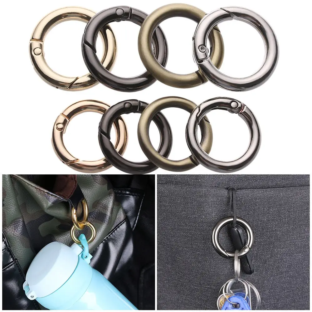 High quality Plated Gate Round Push Trigger Snap Clasp Clip Carabiner Purses Handbags Spring O-Ring Buckles Bag Belt Buckle