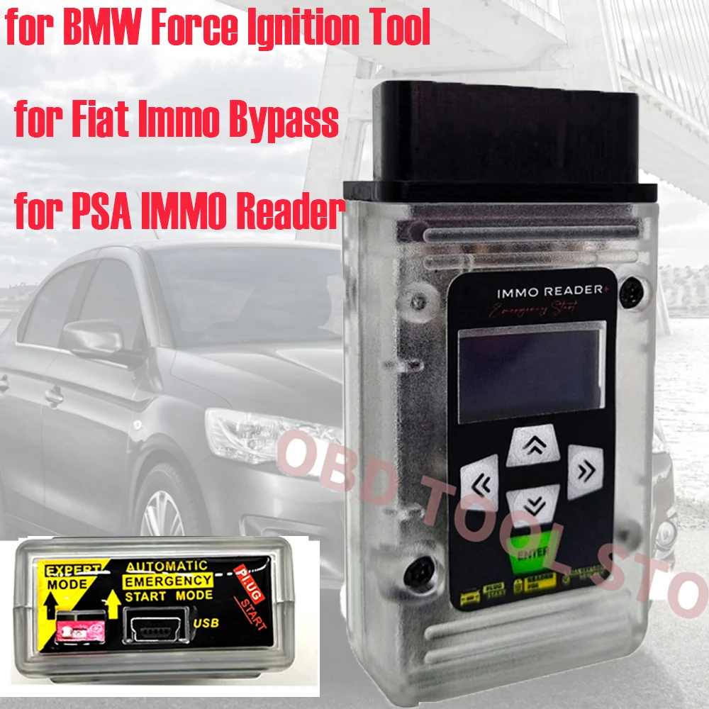 

IMMO Reader Emergency Start Bypass for PSA Reading PIN-Code for Fiat Immo Bypass for BMW Force Ignition Tool Read PIN Plug 3in1