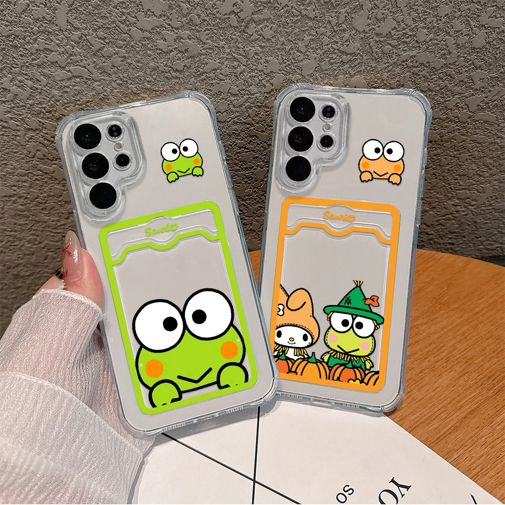 Funda con tarjetero de Anime Kero Kero Keroppi para Samsung A73 A72 A71 A55 A54 A53 A52 A35 A34 A33 A25 A24 A23 A15 A14 A05 5G