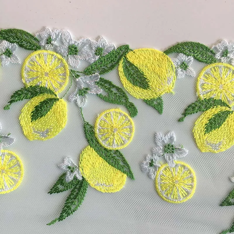 32Yards Lemon Embroidered Fabric Lace Trim Ribbon Handmade DIY Sewing Craft For Costume Hat Decoration Lace Fabric