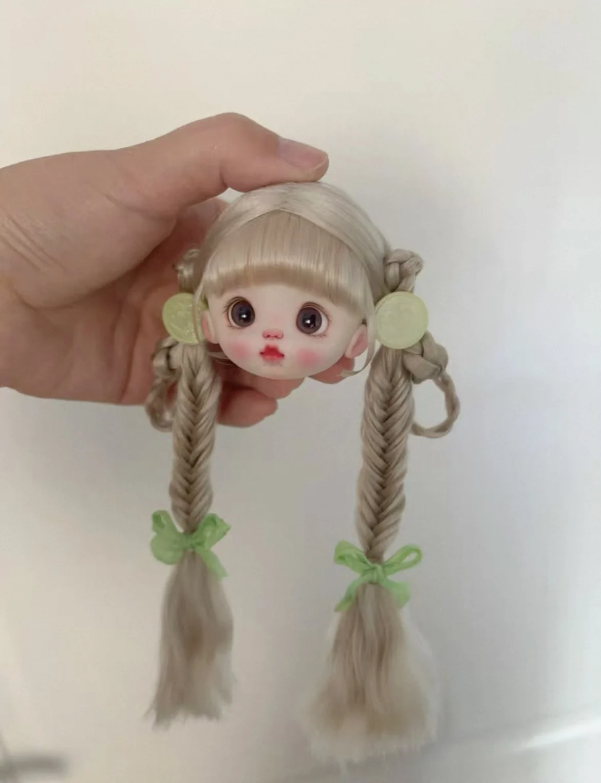 Hair for doll hard shell 14cm ob11 wig braided hairstyle 5-6" doll hair free shipping