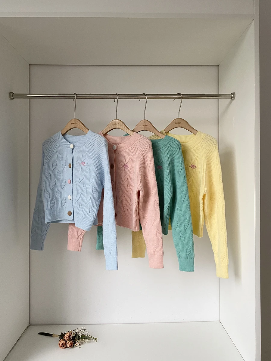 

Autumn Winter New Sle Women's Knitted Long Sve round Ne Open Cardigan Single Button Soft Lazy Fce Warmth