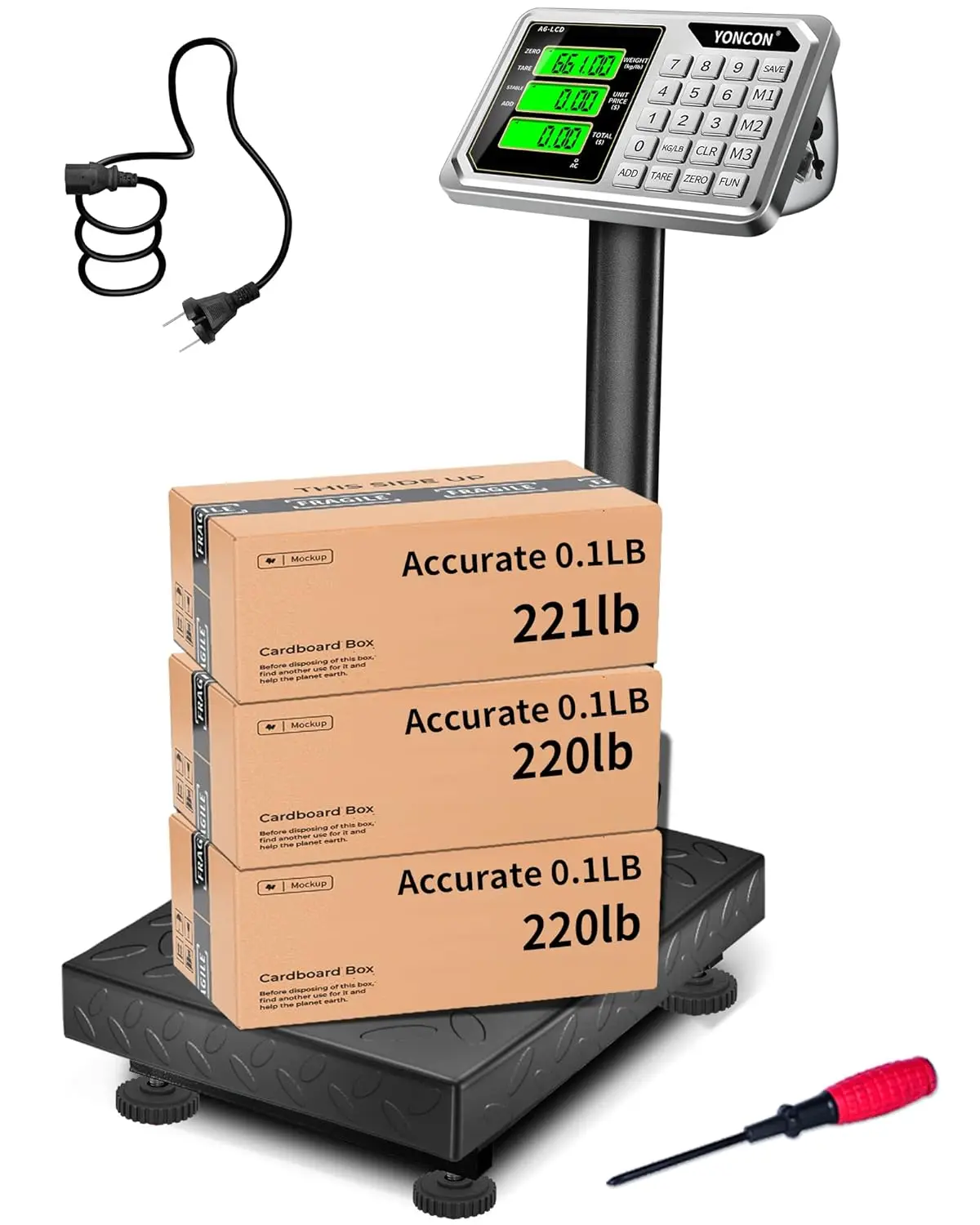 

Digital Postal Scale 661lb Capacity, 0.1lb Accuracy with Price Computing, LCD Display & Adapter
