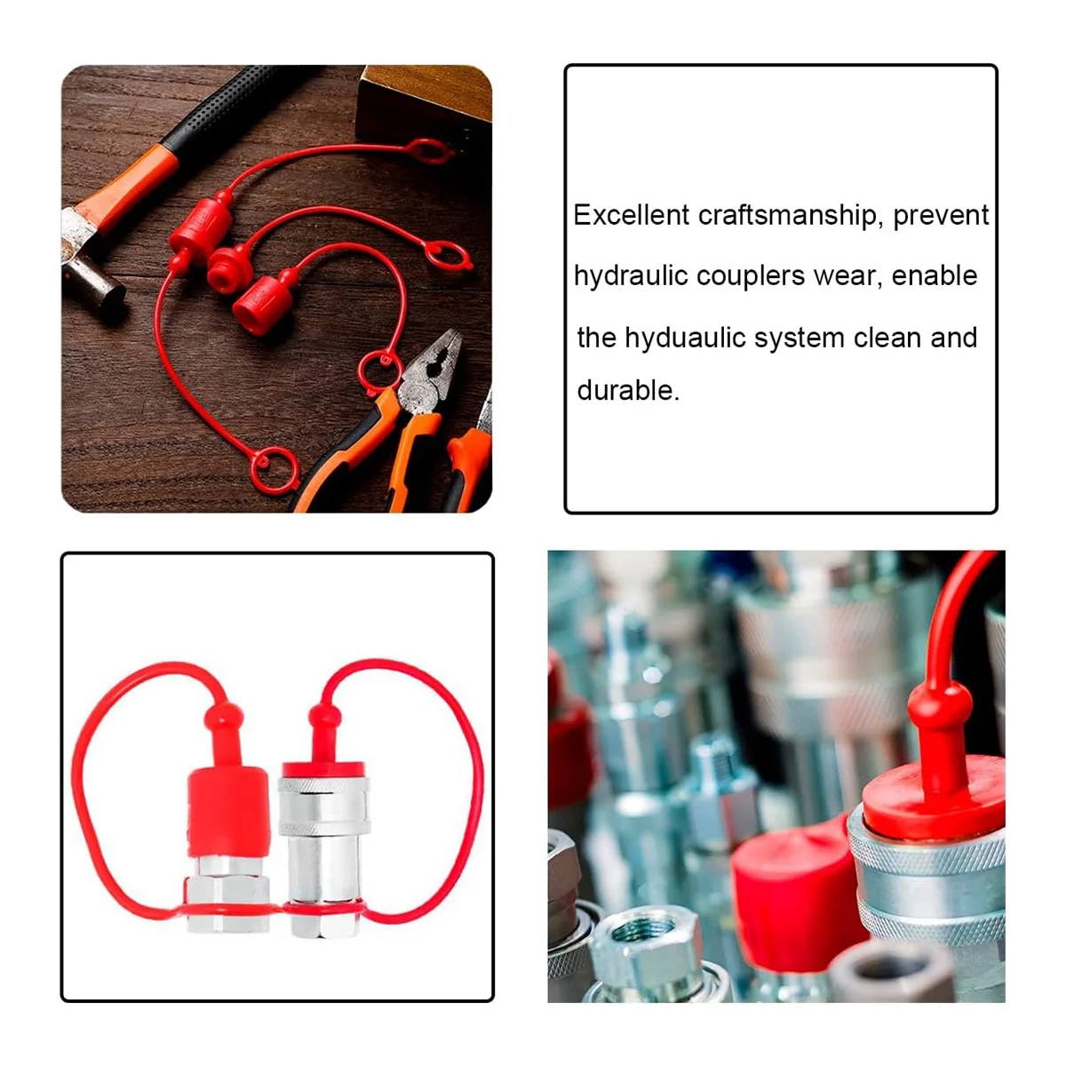 ISO-B 3/4 szybkozłączka hydrauliczna męskie pokrywa wtyczki osłona przeciwpyłowa i żeńskie, pasuje do hydraulicznych szybkorozłączników