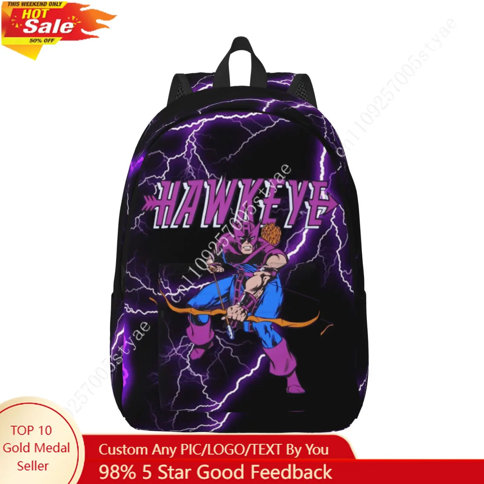 Marvel Hawkeye Clint Barton Custom Canvas Lightweight Backpack Fashion Durable Student Men Women Business Daypack