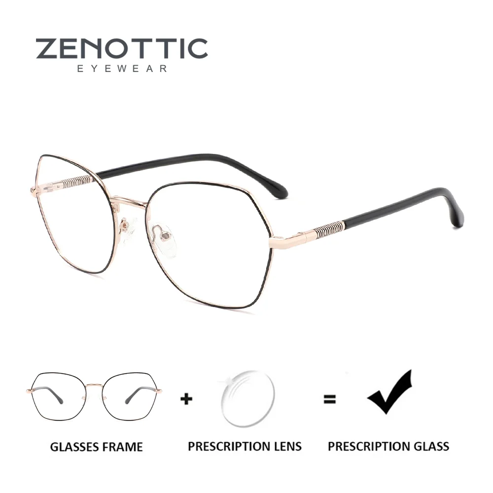 نظارات طبية للنساء من ZENOTTIC بإطار معدني مضلع وتصحيح قصر النظر #1