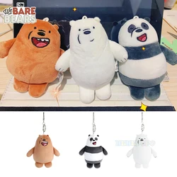 12cm Classic We Bare Bears Cartoon Plush Small Pendant Keychain School Bag Hanging Doll Ornament Christmas Birthday Gifts