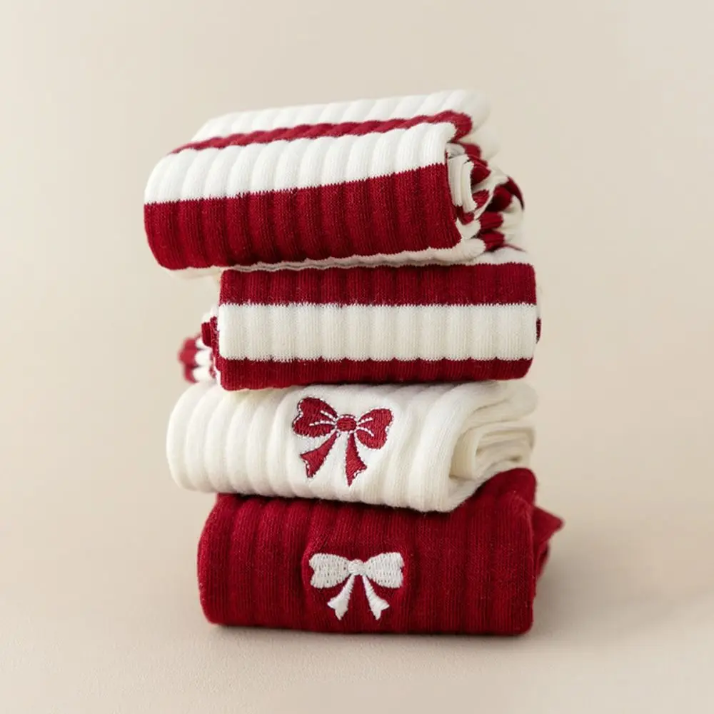 10Pairs لطيف المرقعة التطريز القوس الجوارب تنفس عدم الانزلاق شريط جوارب أنبوبية القطن الحلو Preppy نمط الجوارب الطرف