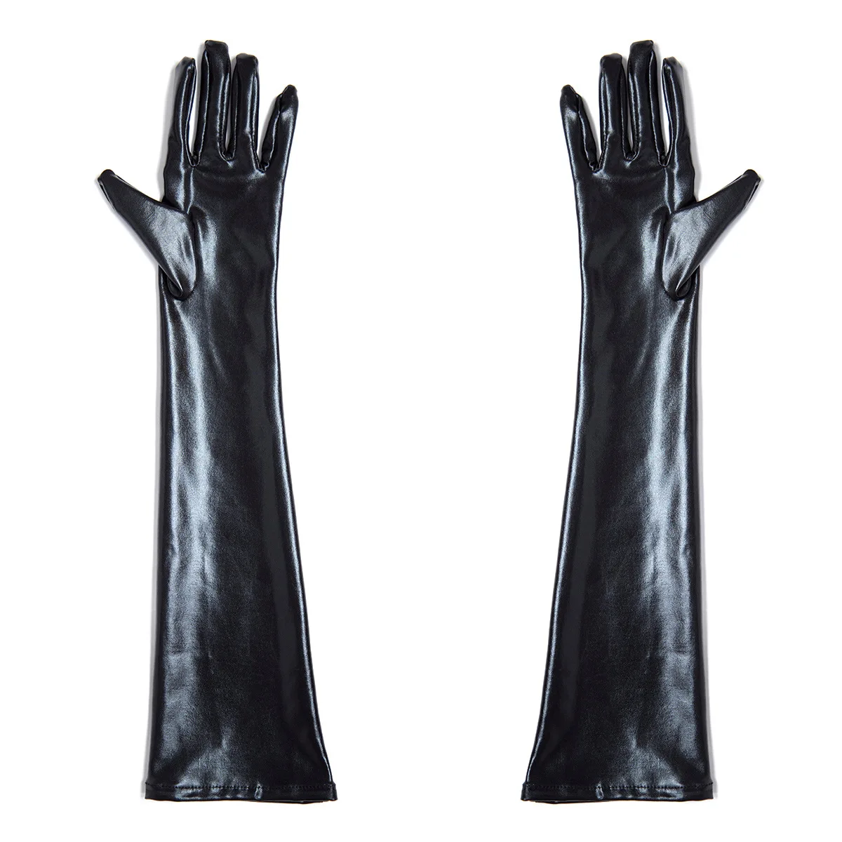 Party Decoration Props Unisex Black Patent Leather Gloves Festival Costume Performances Dance Costumes and Cosplay Accessories