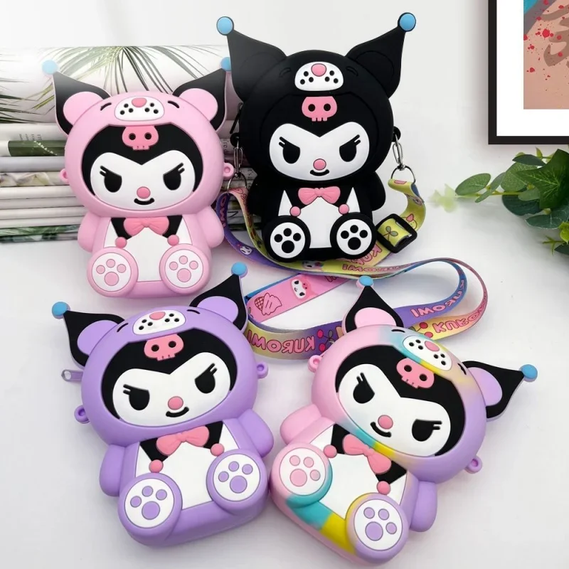 

Sanrio Cute Kuromi Hello Kitty Silicone Coin Purse Cartoon Mini Crossbody Bag Shoulder Bags Coin Purse Pouch Children Gifts