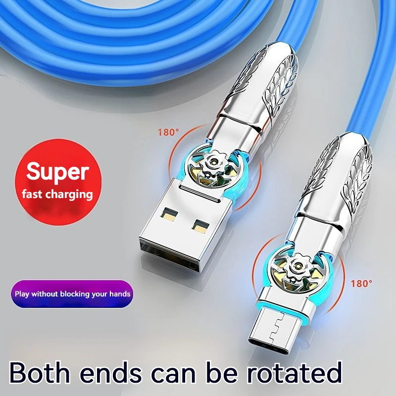 Fast Charge USB Type C Cable 180 Degree Rotation Cable Gaming for Xiaomi Redmi Huawei Phone Charger Micro USB USB C Cable Wires