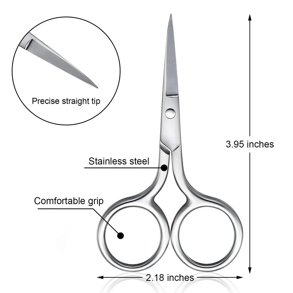 1pcs Nose Hair Scissors Facial   Small  Stainless Steel Straight Tip Scissor for Eyebrows  Beard