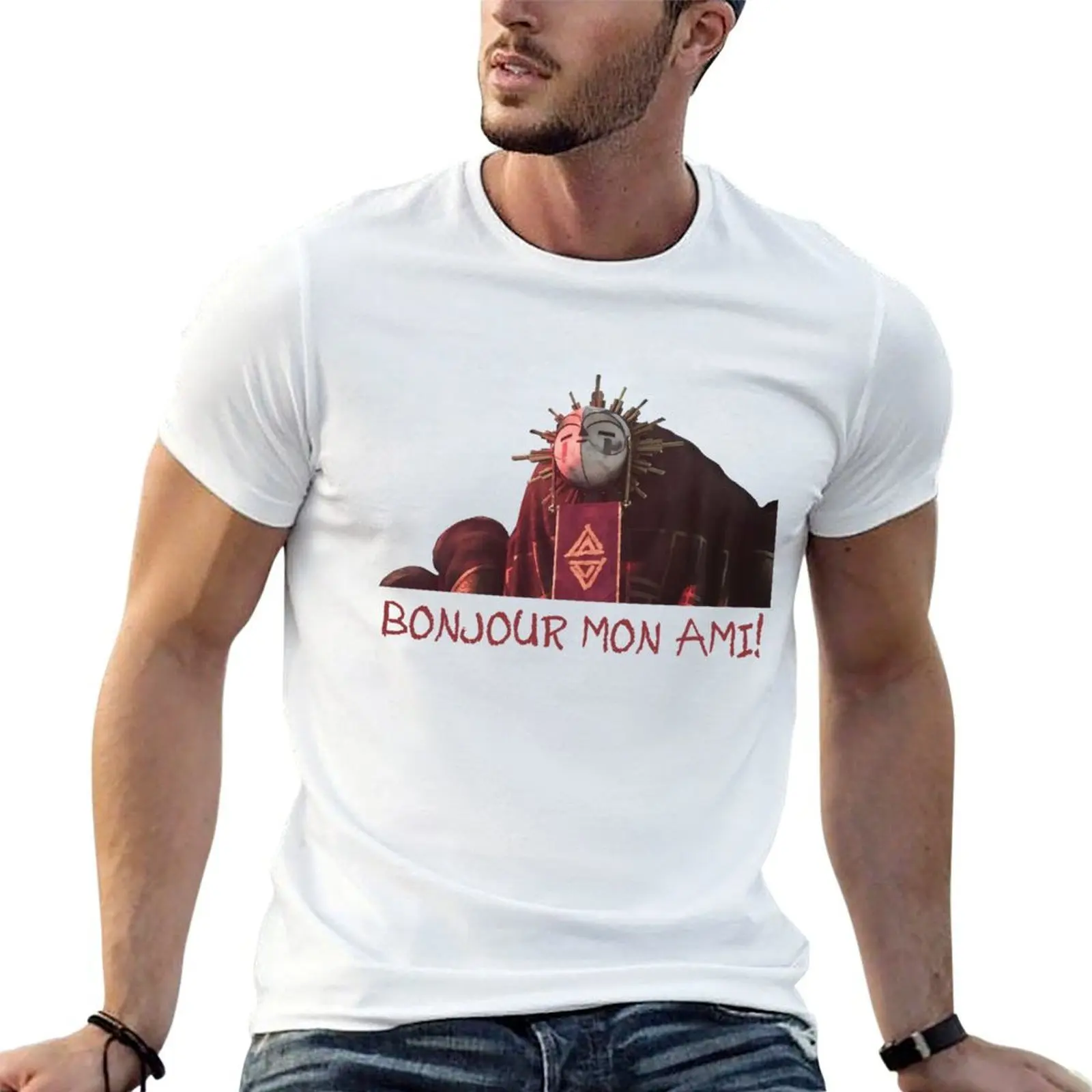 Camiseta Clair Obscur Expedition 33 Esquie Bonjour Mon Ami Gamer Vintage 90s Fan Art, camiseta informal antidecoloración