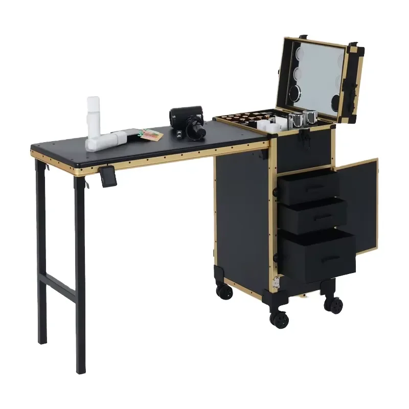 Portable Nail Table Manicure Salon Modern Multifunctional Makeup Trolley Case Nail Desk Table
