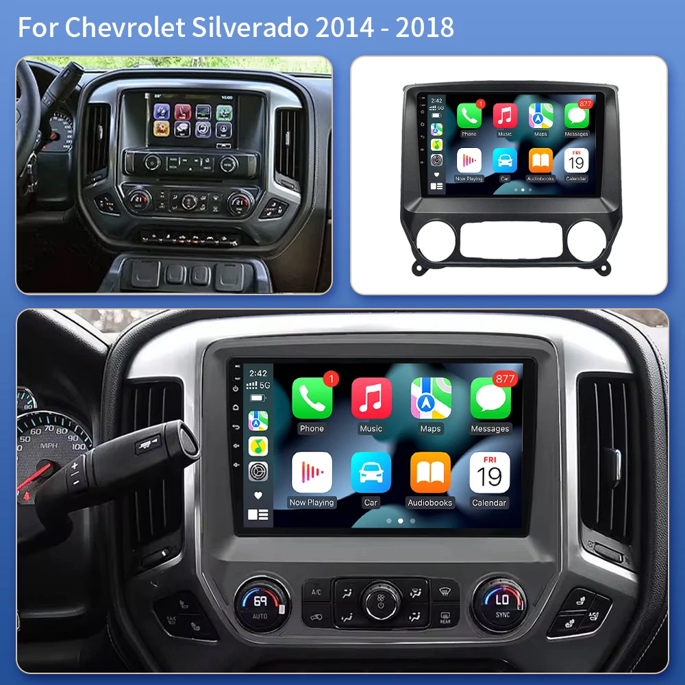 Android 16 Carplay Auto Car Radio Multimedia For Chevrolet Silverado 3 GMTK2 2014 2015 2016 2017 2018 Autoradio Stereo Head Unit
