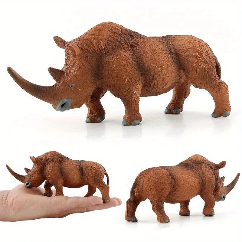 Science and Education Cognition Static Ornaments Solid Animal Long Haired Rhinoceros Toy