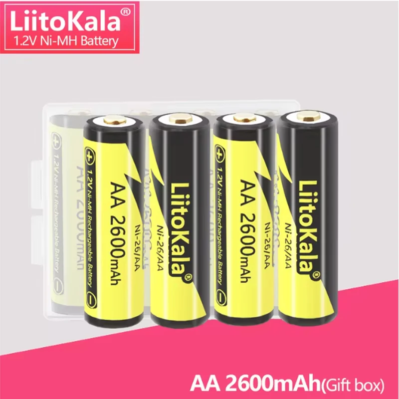 10PCS LiitoKala Ni-26/AA 1.2V 2600mAh Ni-MH AA Rechargeable Battery For Flashlight Toy Camera AA Pre-Charged Battery