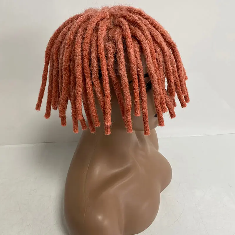 Dreadlock wig penuh renda untuk pria 8 ", wig rambut palsu keriting Afro pria, sistem rambut palsu keriting palsu untuk pria dan wanita